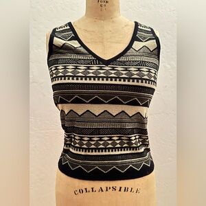 Beige & Black Sparkle Top